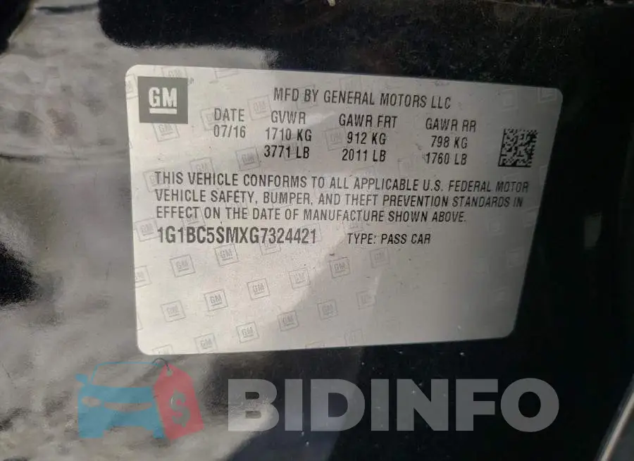 1G1BC5SMXG7324421 Photo# 10