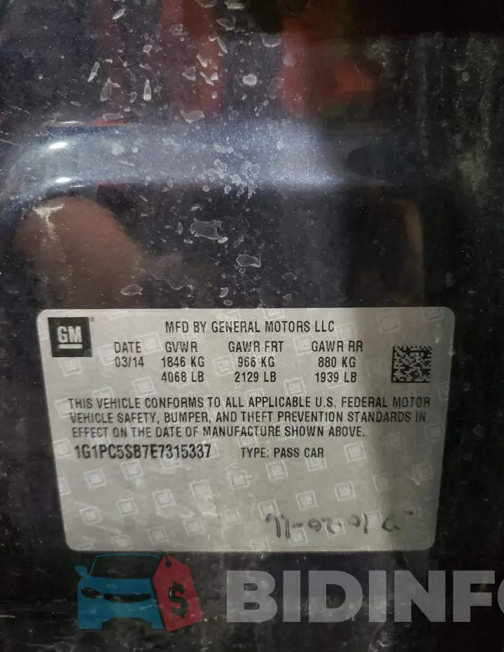 1G1PC5SB7E7315337 Photo# 10