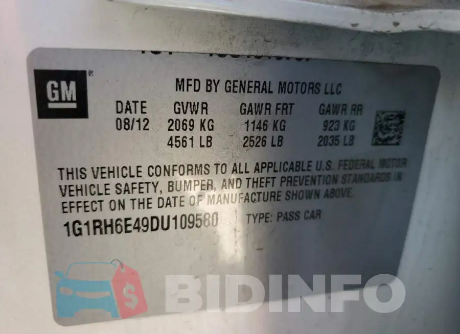 1G1RH6E49DU109580 Photo# 10