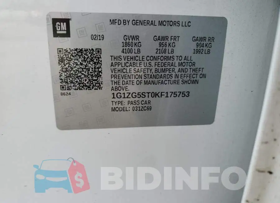 1G1ZG5ST0KF175753 Photo# 12