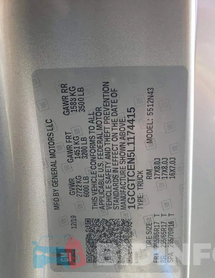 1GCGTCEN5L1174415 Photo# 13