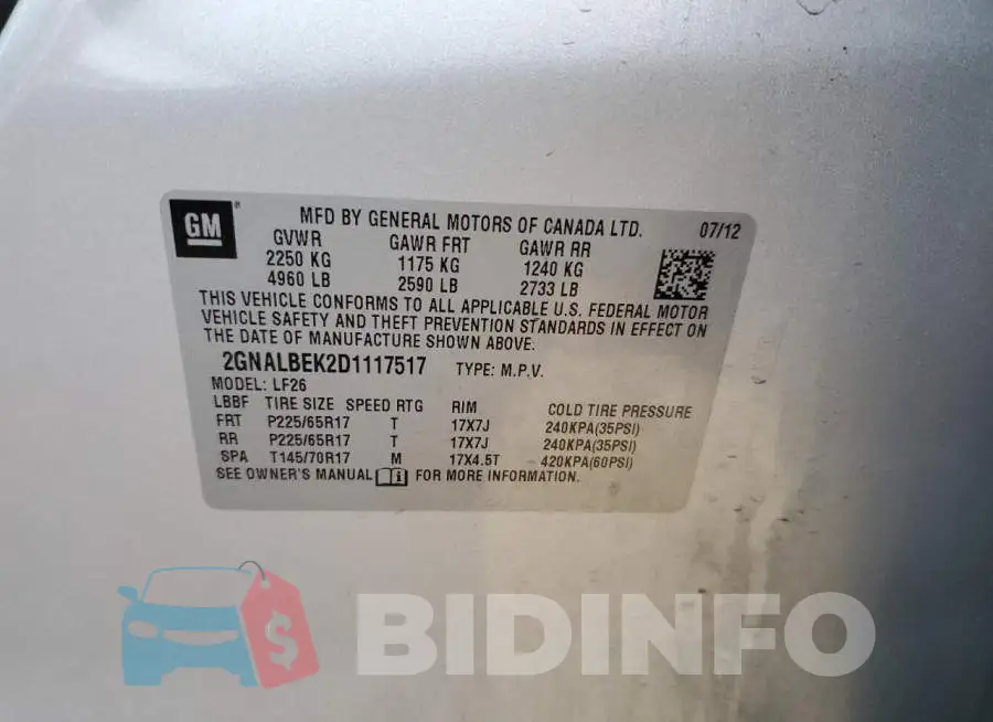 2GNALBEK2D1117517 Photo# 10