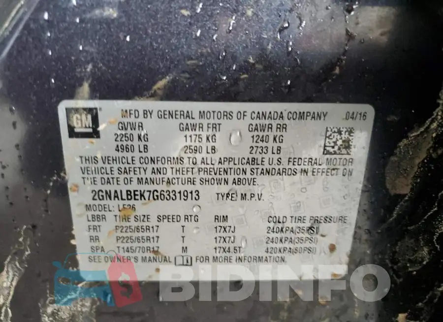 2GNALBEK7G6331913 Photo# 10