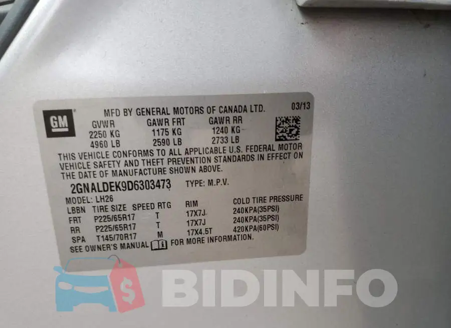 2GNALDEK9D6303473 Photo# 13