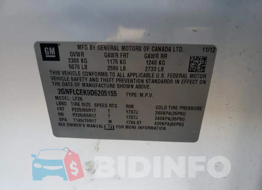 2GNFLCEK9D6205155 Photo# 10