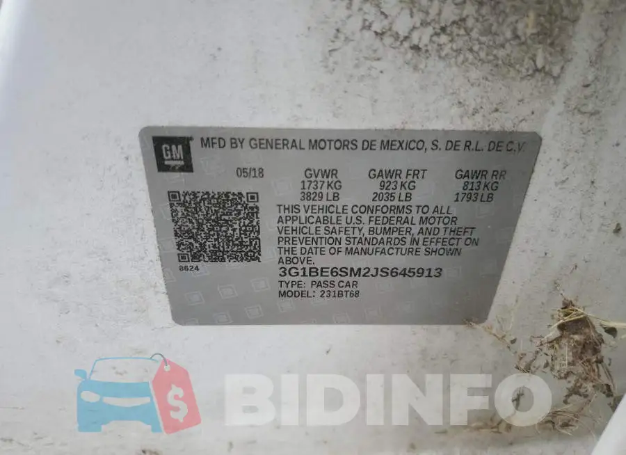 3G1BE6SM2JS645913 Photo# 12