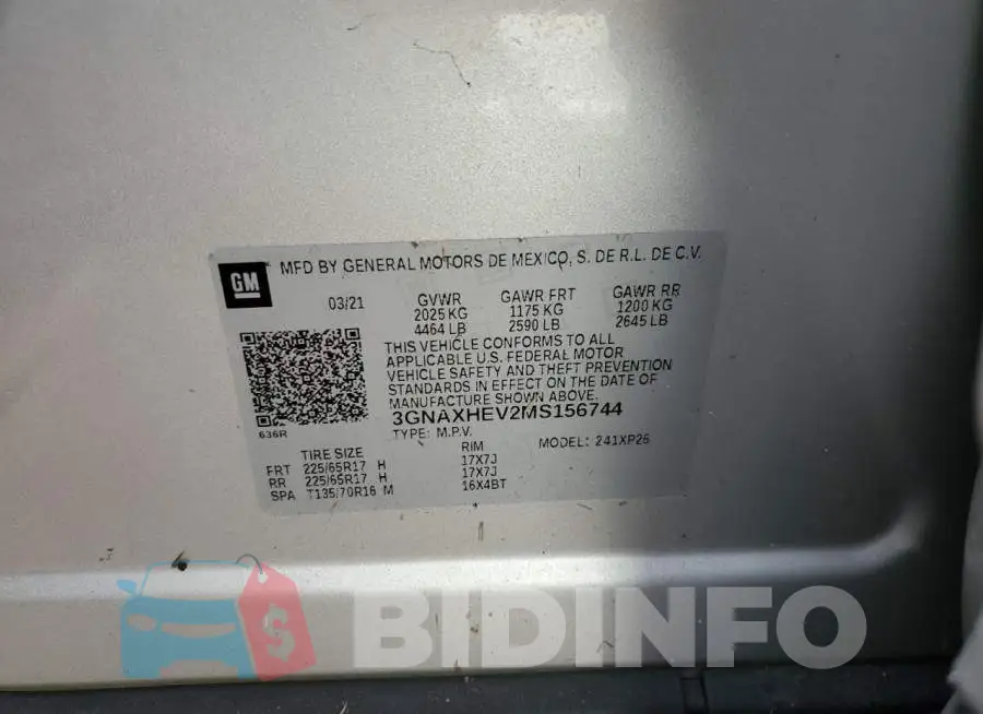 3GNAXHEV2MS156744 Photo# 10