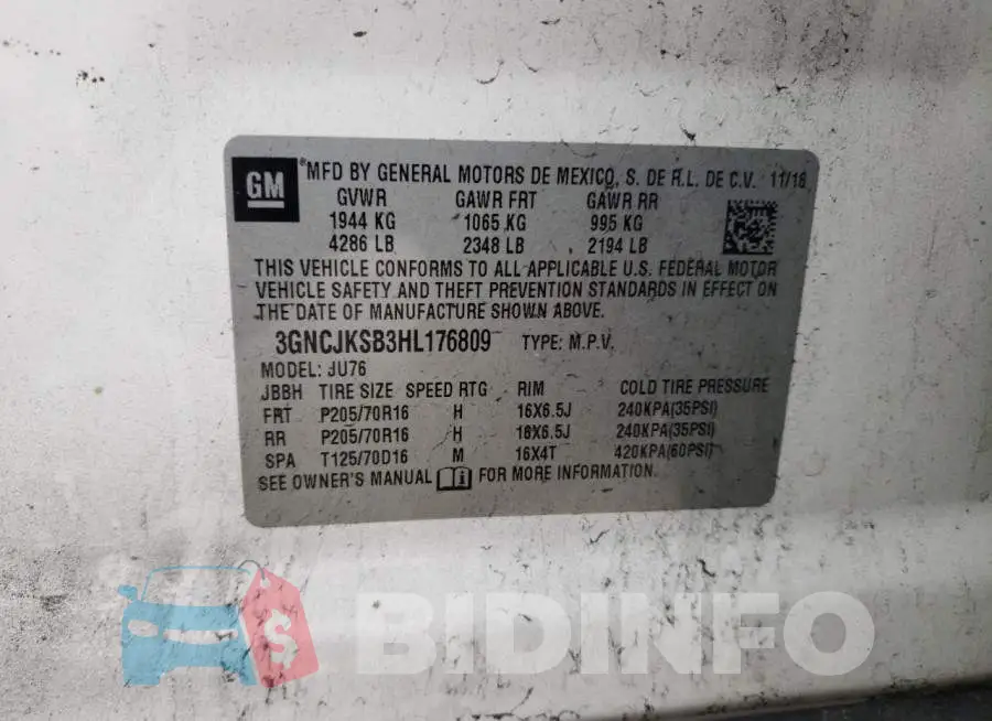 3GNCJKSB3HL176809 Photo# 12
