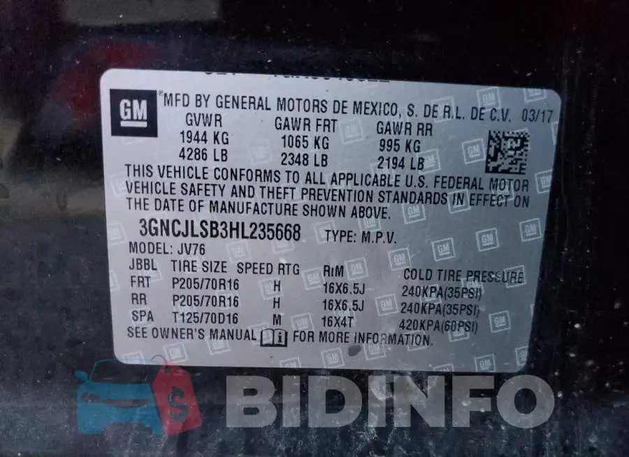 3GNCJLSB3HL235668 Photo# 10