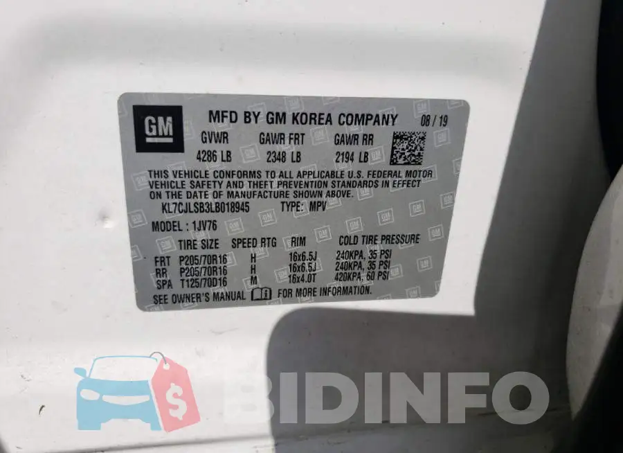 KL7CJLSB3LB018945 Photo# 10
