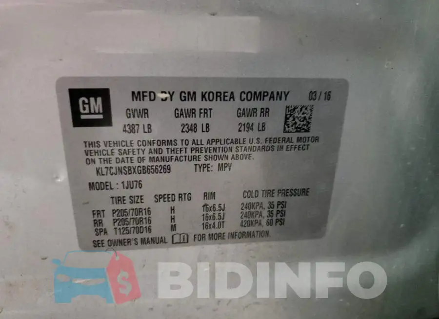 KL7CJNSBXGB656269 Photo# 13