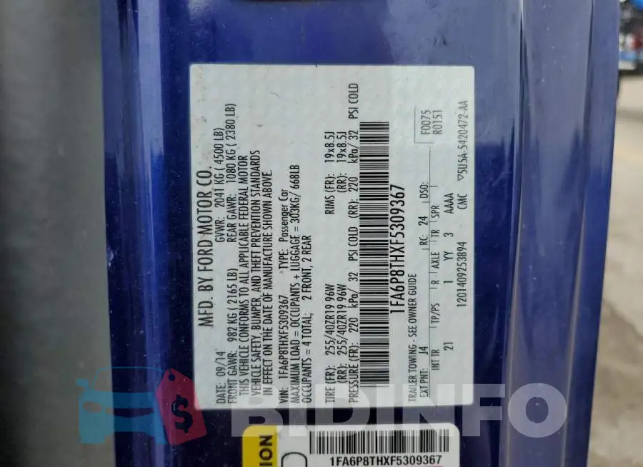 1FA6P8THXF5309367 Photo# 12