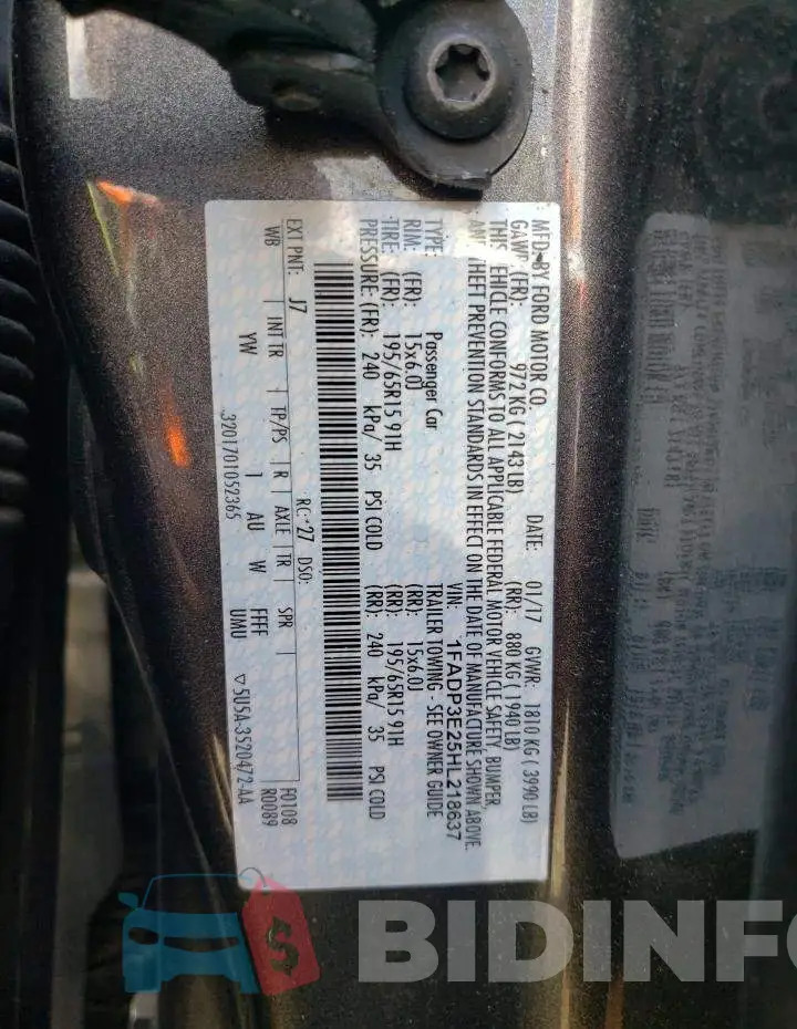 1FADP3E25HL218637 Photo# 10