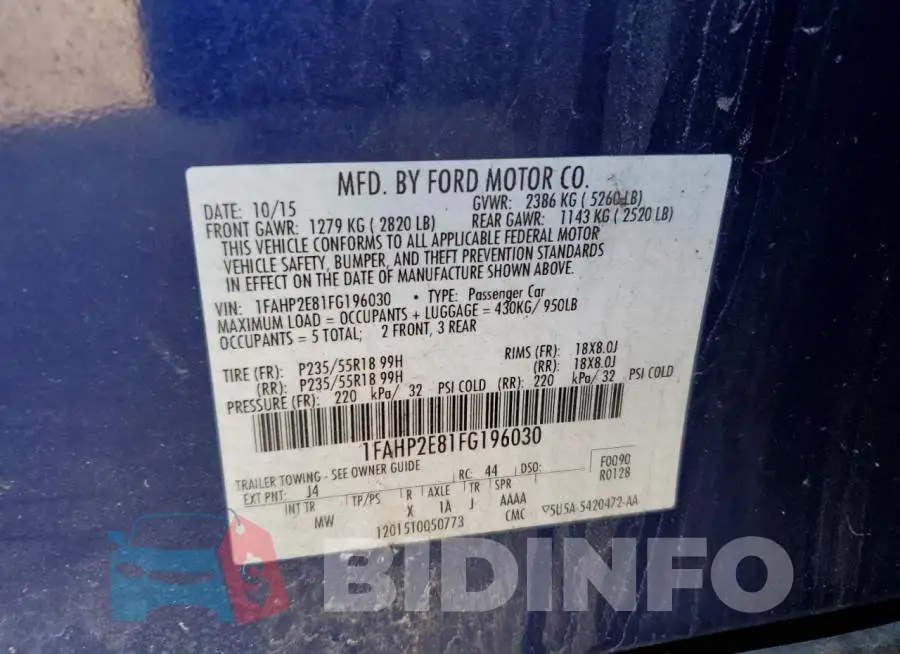 1FAHP2E81FG196030 Photo# 12