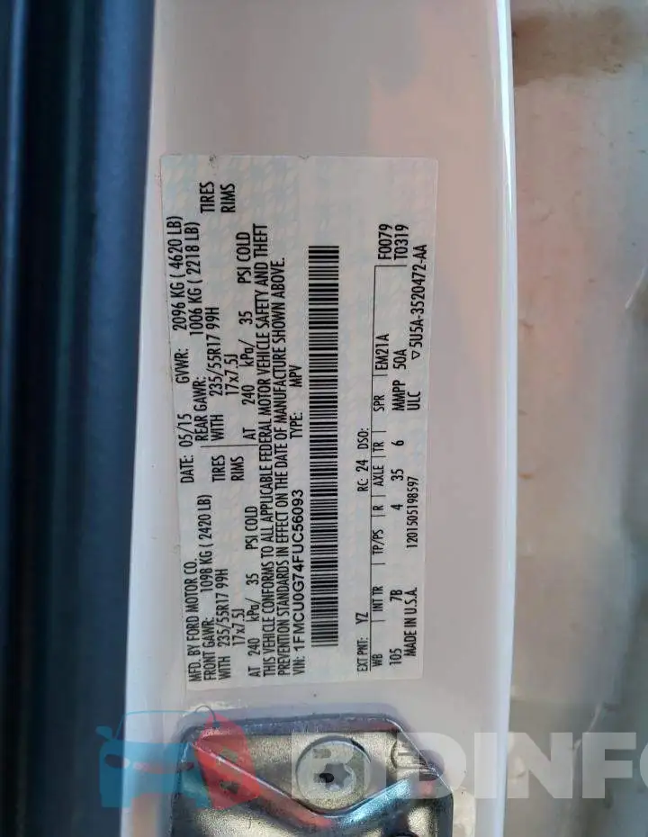 1FMCU0G74FUC56093 Photo# 10