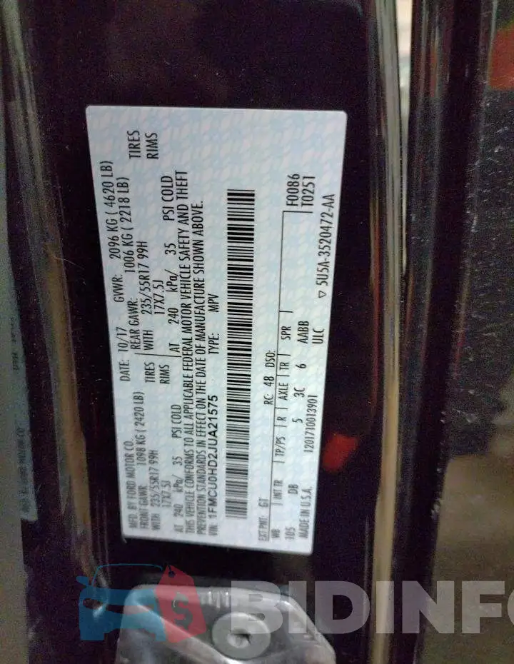 1FMCU0HD2JUA21575 Photo# 14