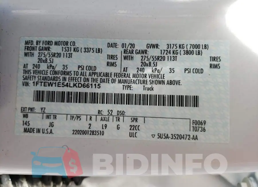 1FTEW1E54LKD66115 Photo# 10