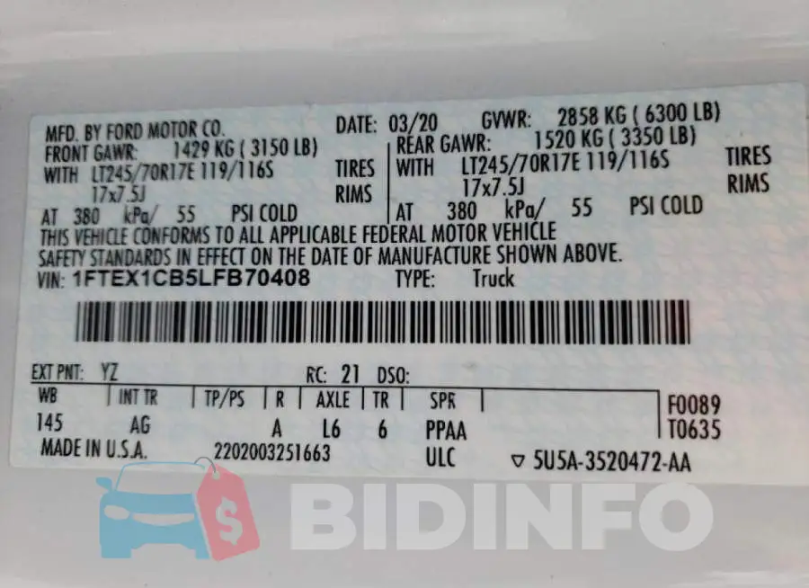 1FTEX1CB5LFB70408 Photo# 10