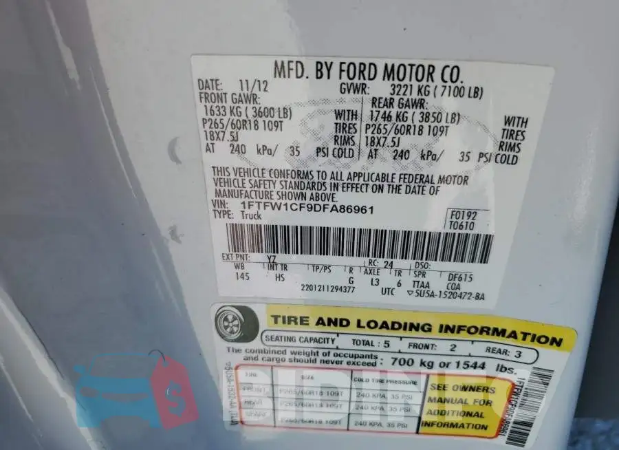 1FTFW1CF9DFA86961 Photo# 12