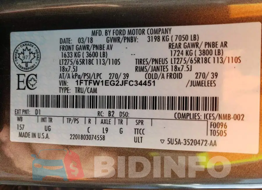 1FTFW1EG2JFC34451 Photo# 13