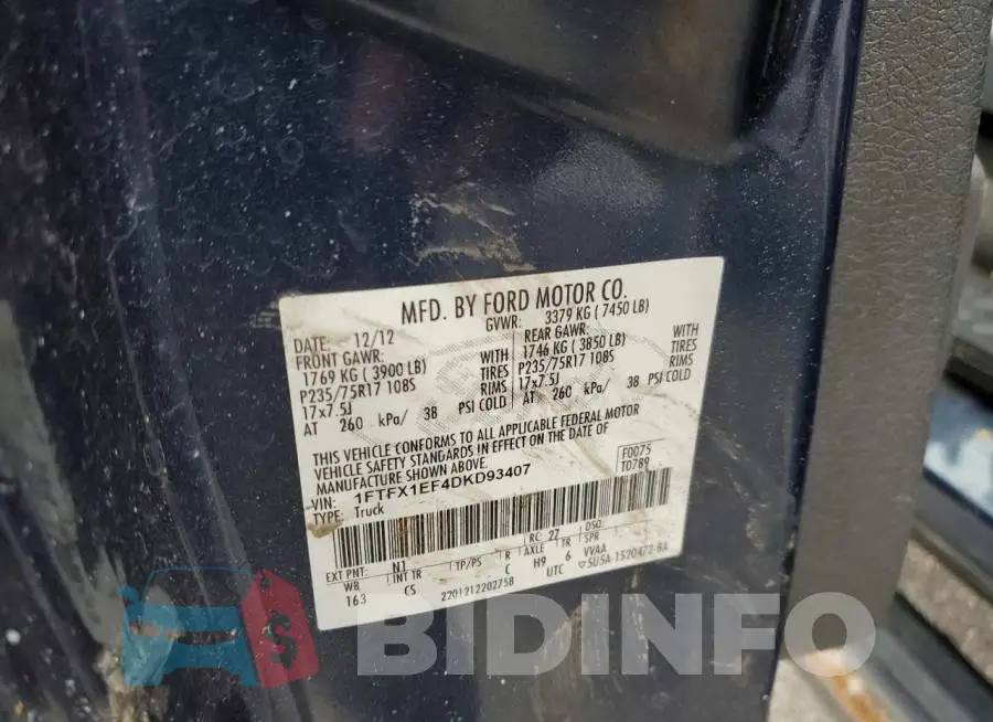 1FTFX1EF4DKD93407 Photo# 12