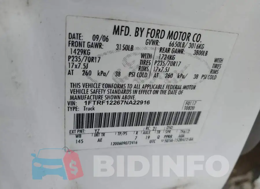 1FTRF12267NA22916 Photo# 12