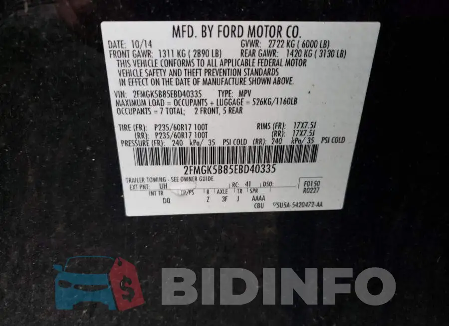 2FMGK5B85EBD40335 Photo# 10