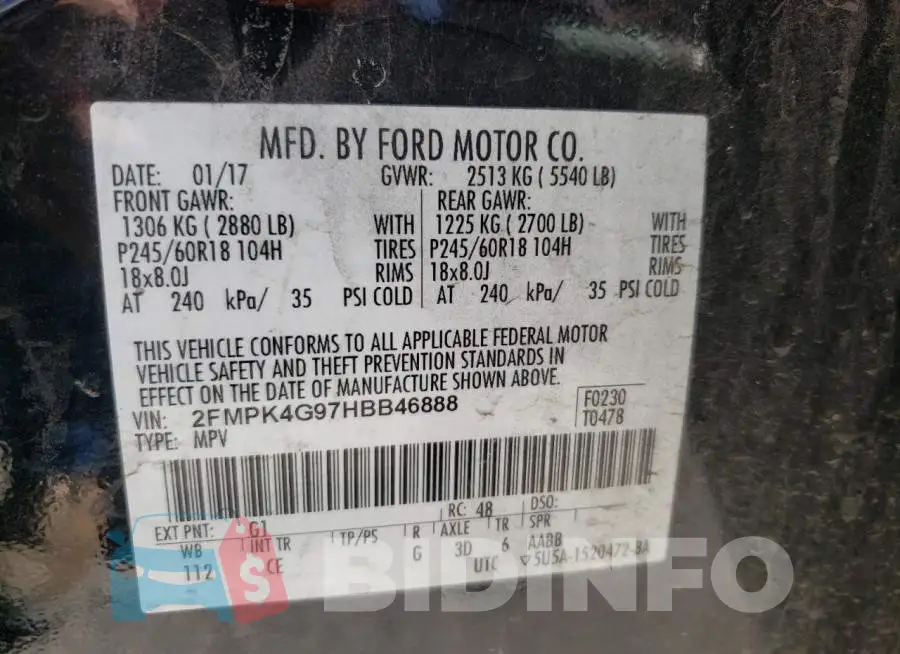 2FMPK4G97HBB46888 Photo# 13