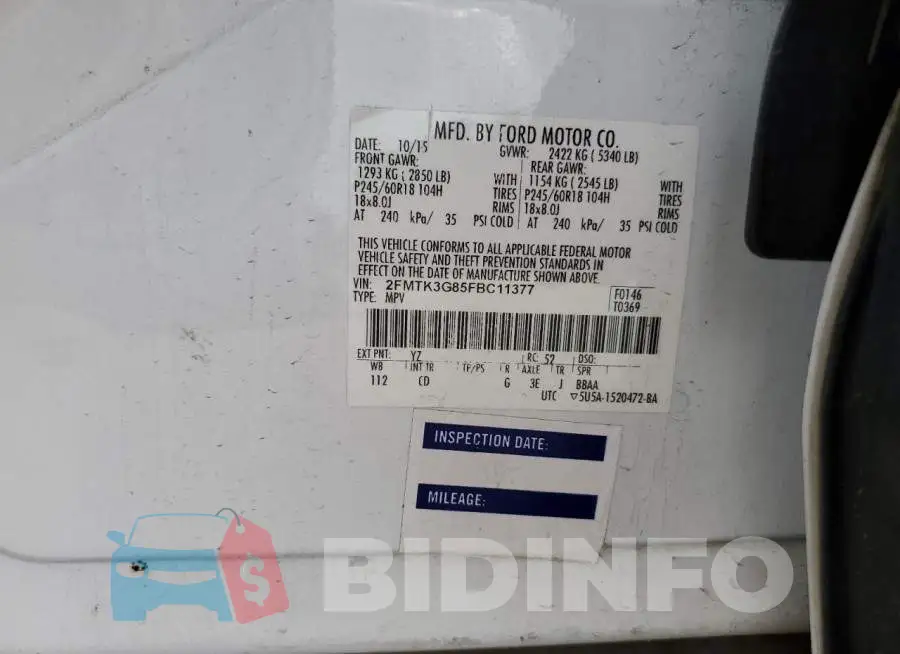 2FMTK3G85FBC11377 Photo# 12