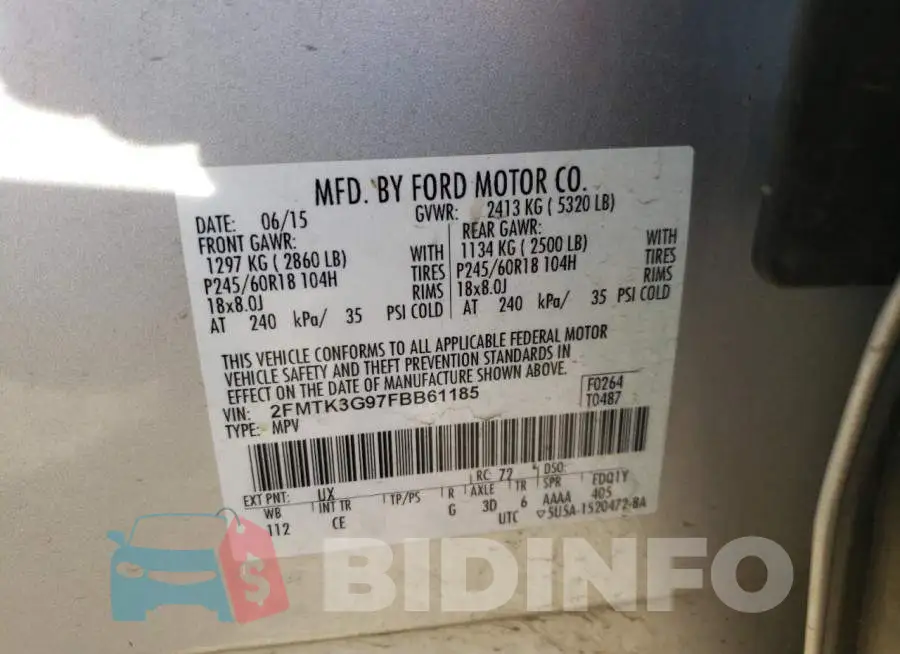 2FMTK3G97FBB61185 Photo# 10