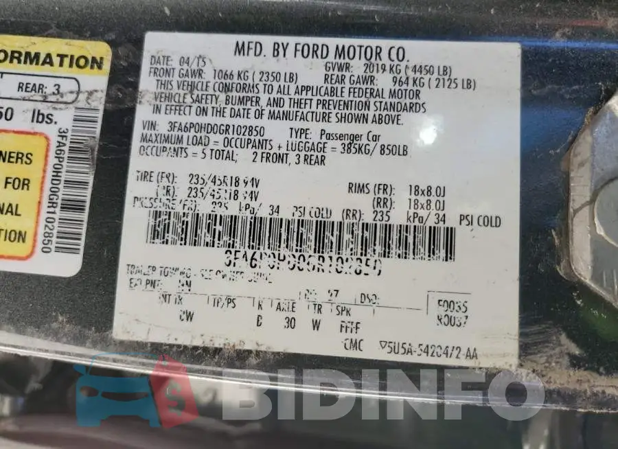 3FA6P0HD0GR102850 Photo# 10