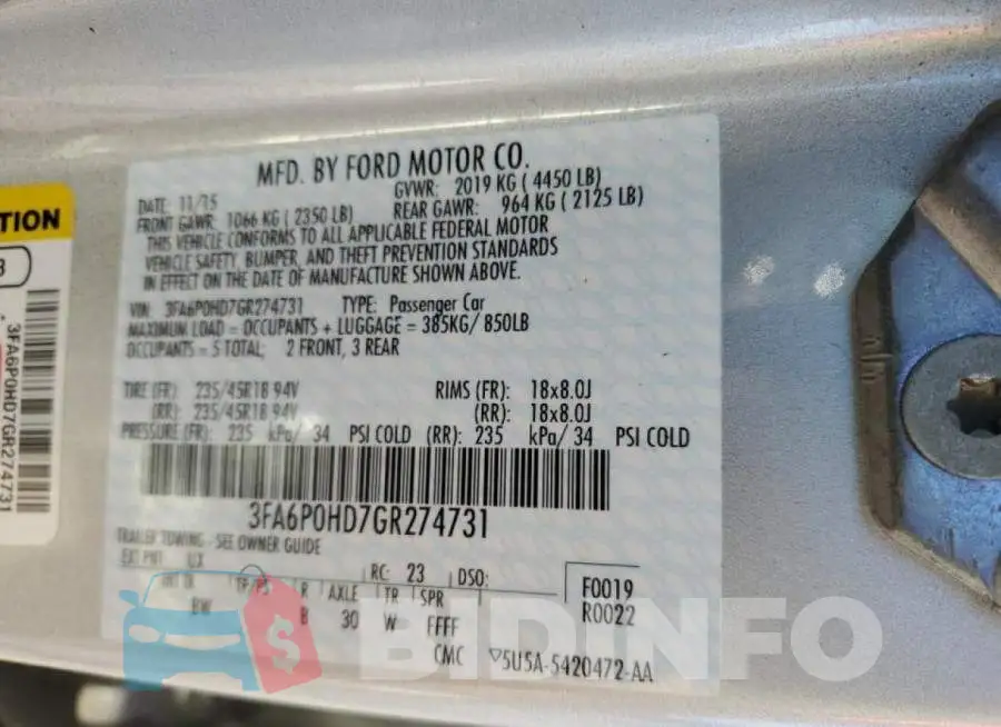 3FA6P0HD7GR274731 Photo# 12