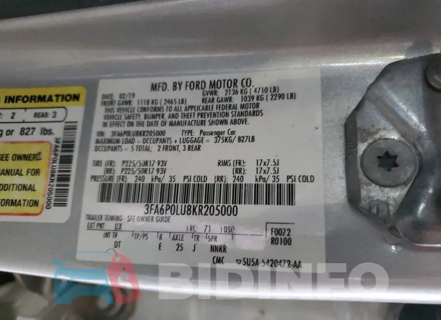 3FA6P0LU8KR205000 Photo# 12