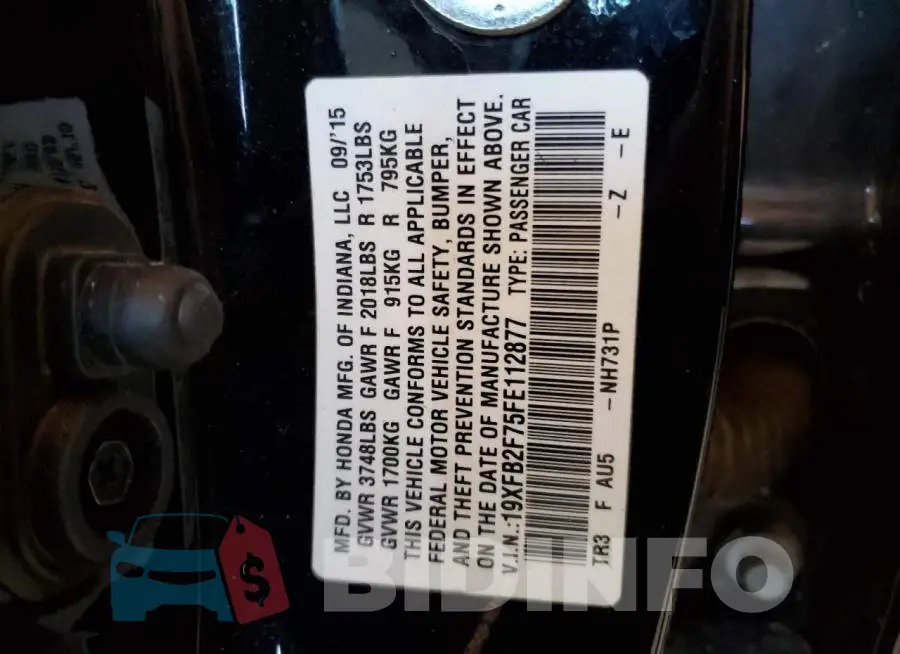 19XFB2F75FE112877 Photo# 13