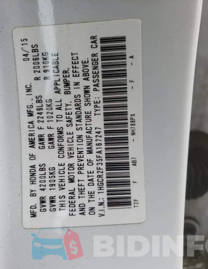 1HGCR2F35FA167247 Photo# 10