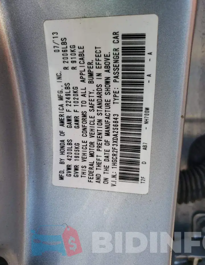 1HGCR2F3XDA256843 Photo# 10