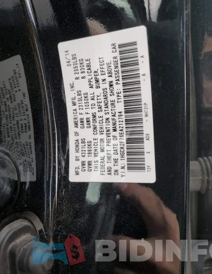 1HGCR2F76EA212794 Photo# 10