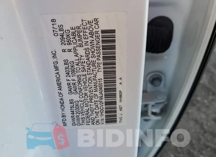 1HGCV2F99JA045015 Photo# 12