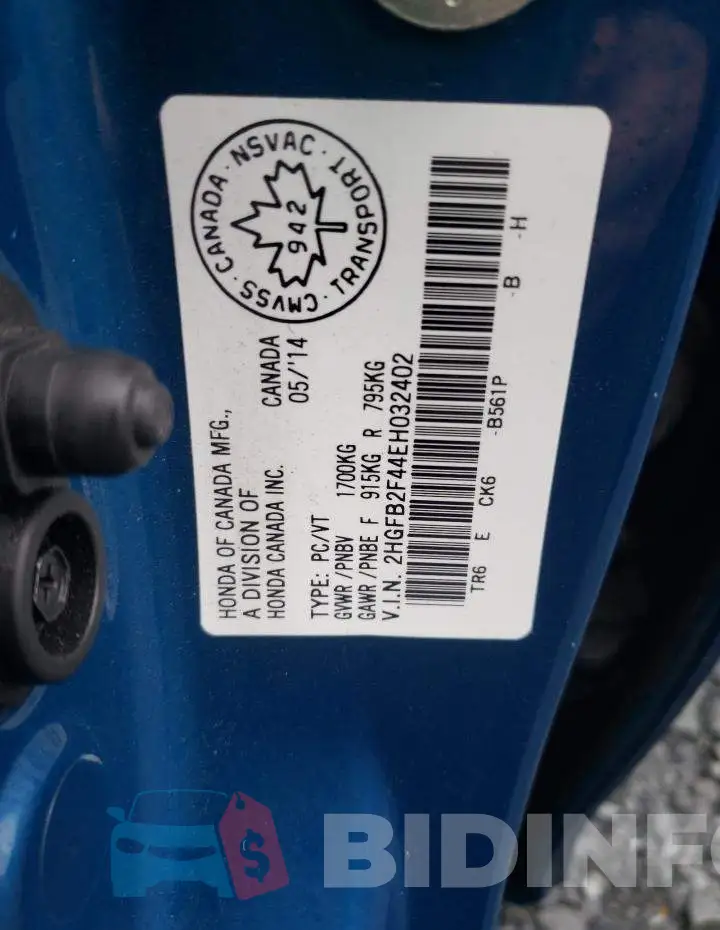 2HGFB2F44EH032402 Photo# 10