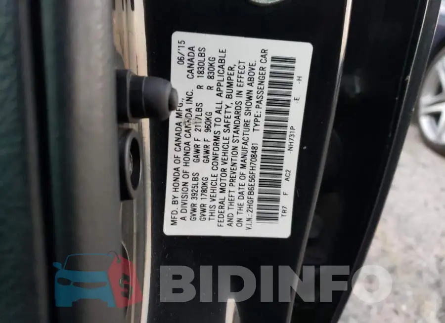 2HGFB6E56FH708481 Photo# 12