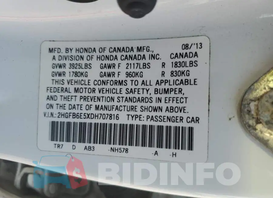 2HGFB6E5XDH707816 Photo# 10