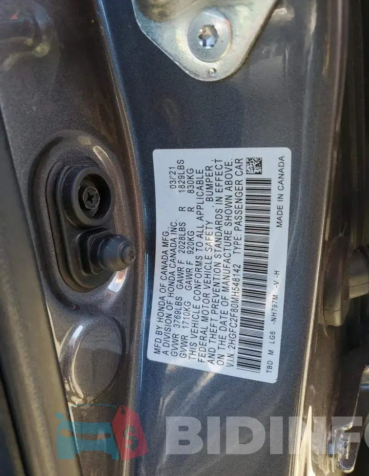 2HGFC2F80MH548142 Photo# 12