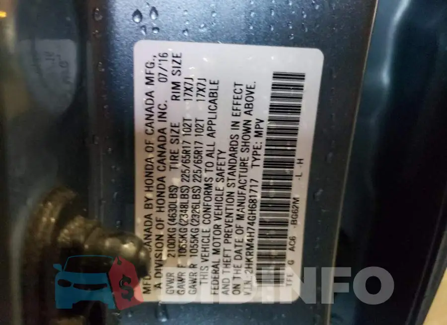 2HKRM4H74GH681717 Photo# 10