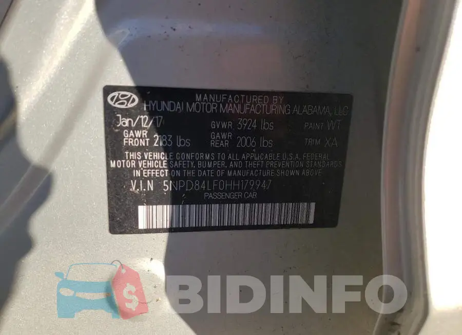 5NPD84LF0HH179947 Photo# 12