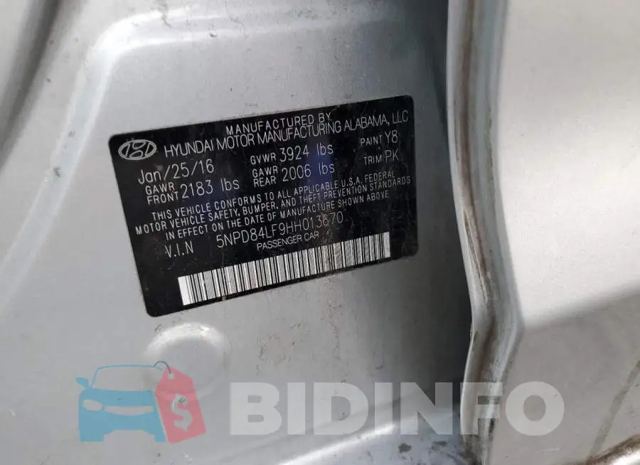 5NPD84LF9HH013670 Photo# 12
