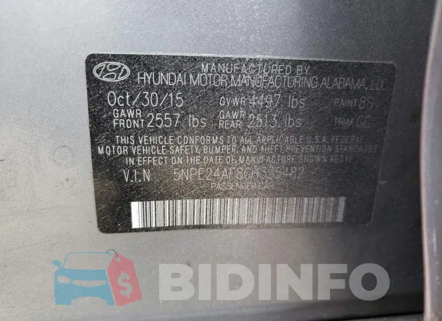 5NPE24AF8GH335482 Photo# 10