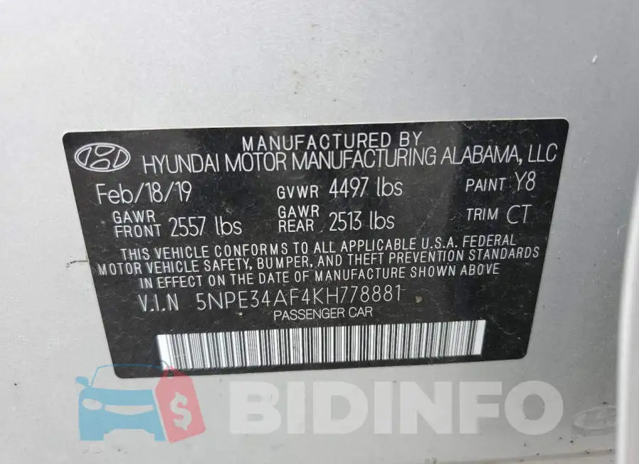 5NPE34AF4KH778881 Photo# 10