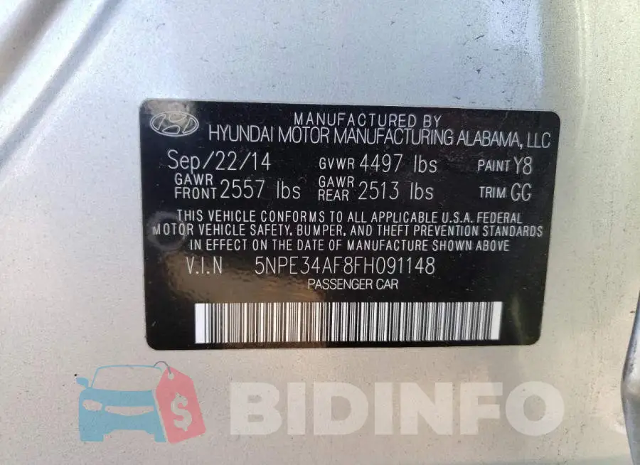 5NPE34AF8FH091148 Photo# 10