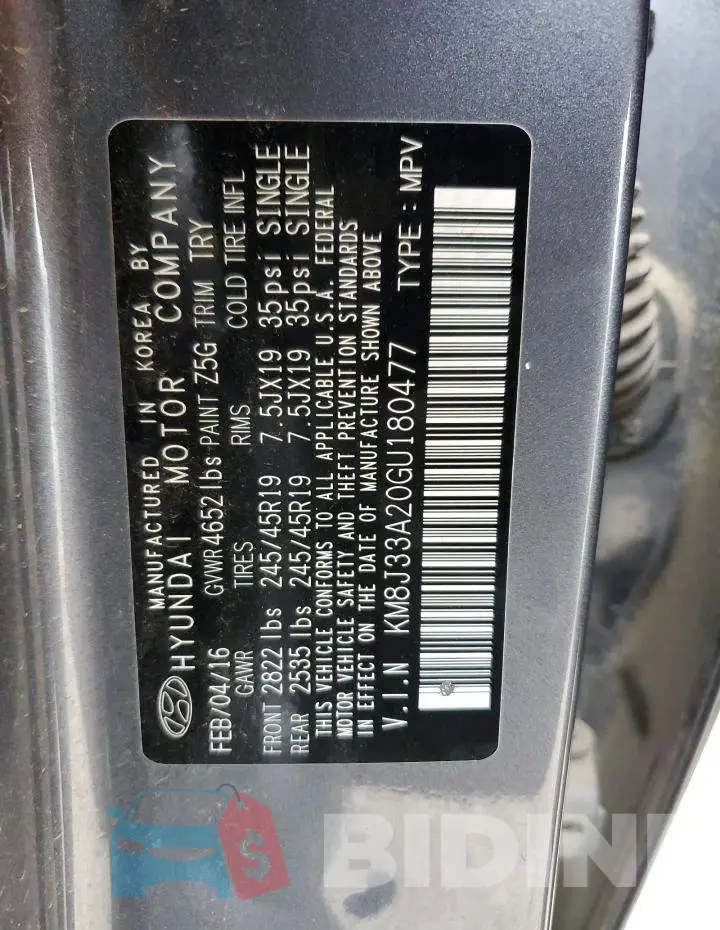 KM8J33A20GU180477 Photo# 10