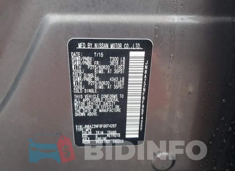 JN8AZ2NF6F9574257 Photo# 13